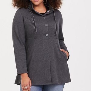 TORRID  Hooded Knit Coat Charcoal Size 00
